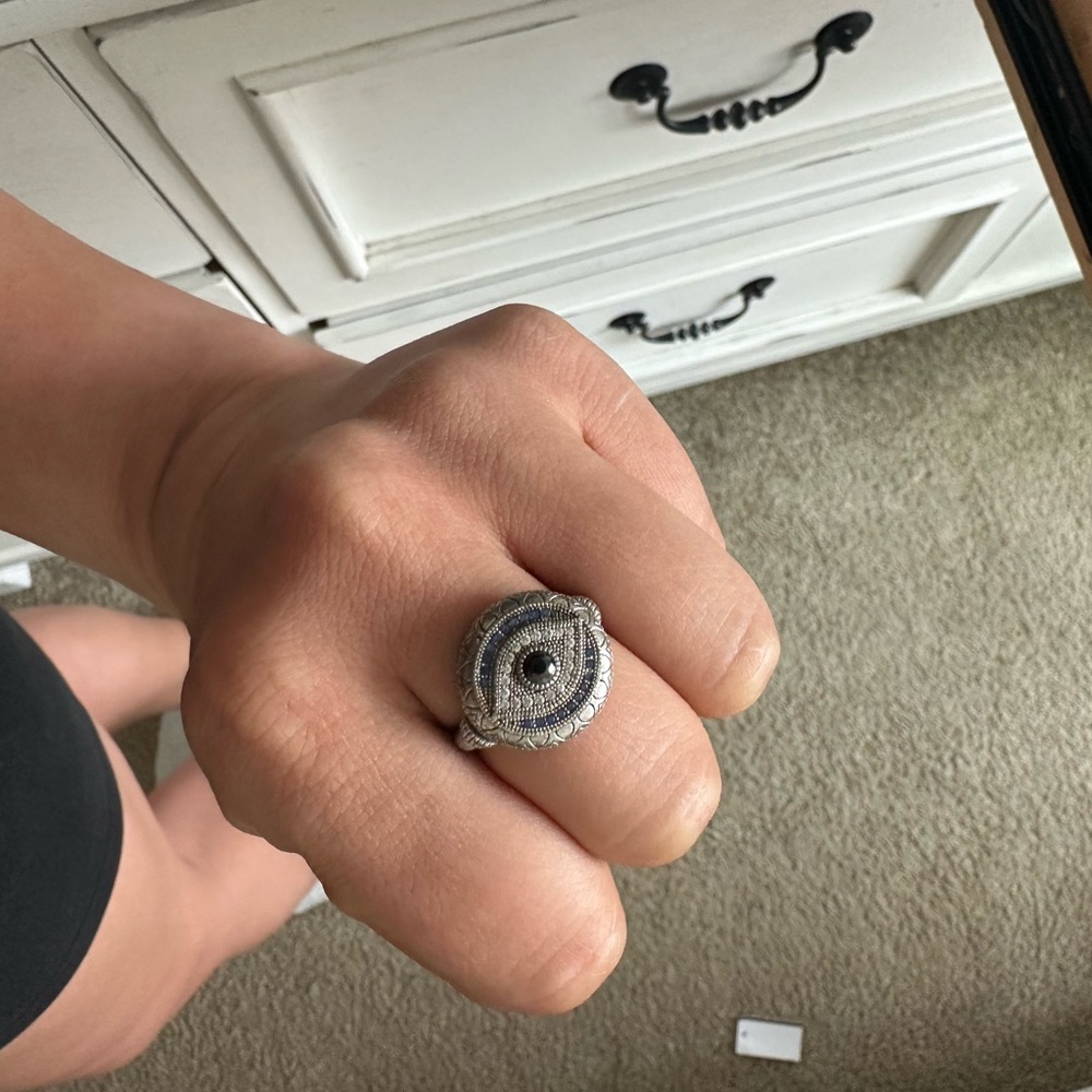 Size 8 sterling Silver .925 evil eye ring